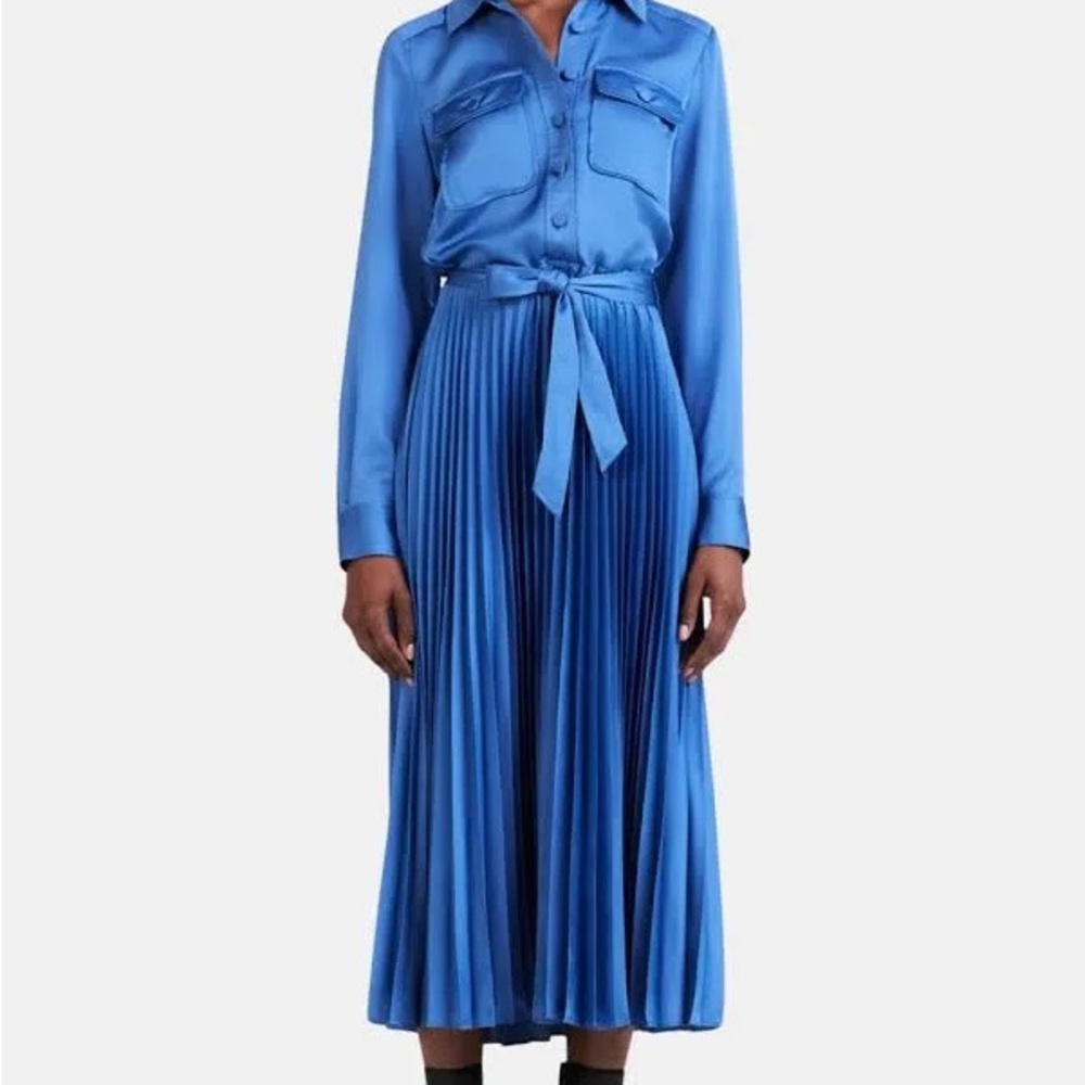Derek Lam Kenza Pleated Midi Shirt Dress - Slate, size 6, BRAND NEW WITH TAGS!